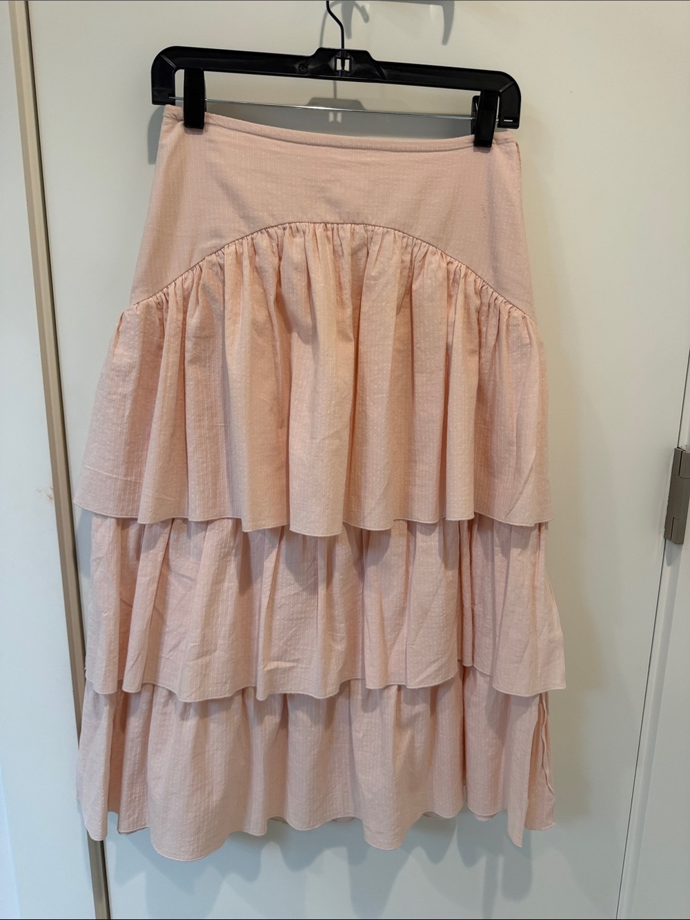 Tiered Ruffle Midi Skirt – Blush Pink